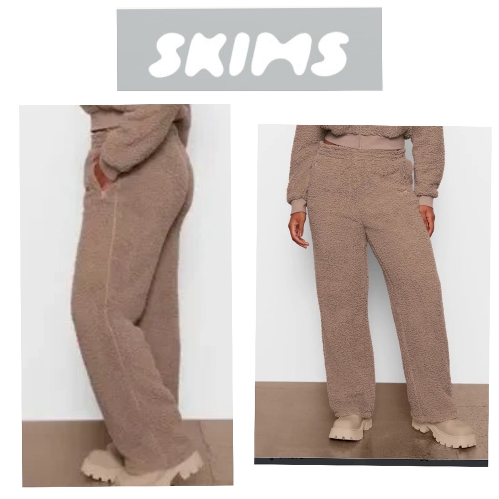 SKIMS Teddy Sherpa Wide Leg Lounge Track Pant- Size Small